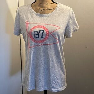 Aeropostale Light Gray Graphic Tee with Pink Flag and Navy 87